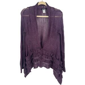 Nanette Lepore Alpaca Merino Wool Cardigan Ruffled Whimsygoth Cottagecore XS